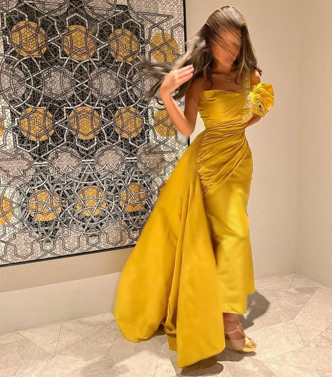 

Yellow Satin Evening Dresses for Women Elegant Long فساتين السهرة Ankle Length Mermaid Prom Dress for Wedding vestidos largo