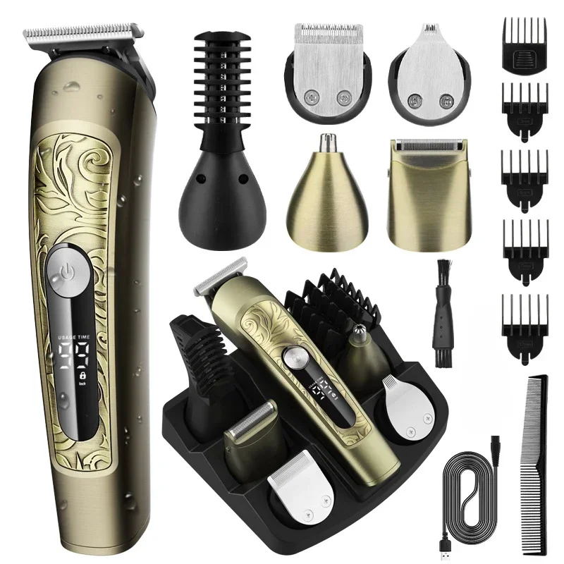 

Resuxi 9006 Metal Waterproof Electric Shaver Home Men's Hair Clipper Multi-functional Electric Nose Hair Clipper Set