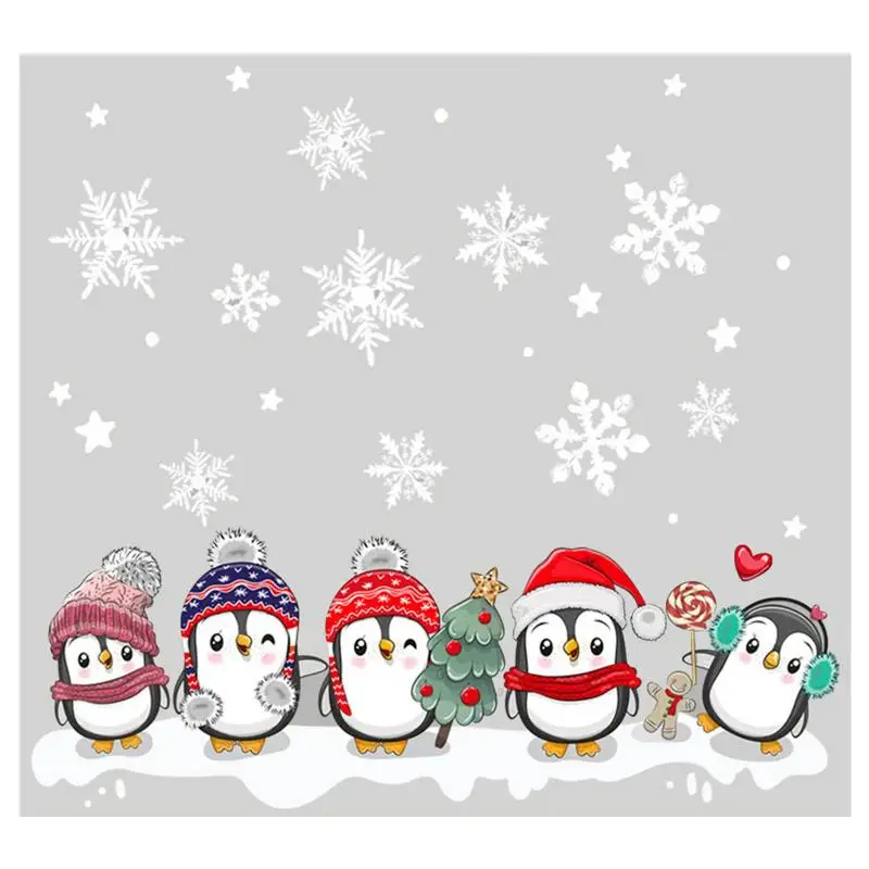 

Snowflakes Window Clings Decals Penguin Claus Snowman Christmas Christmas DIY Wall Decal Christmas Holiday White Decorations