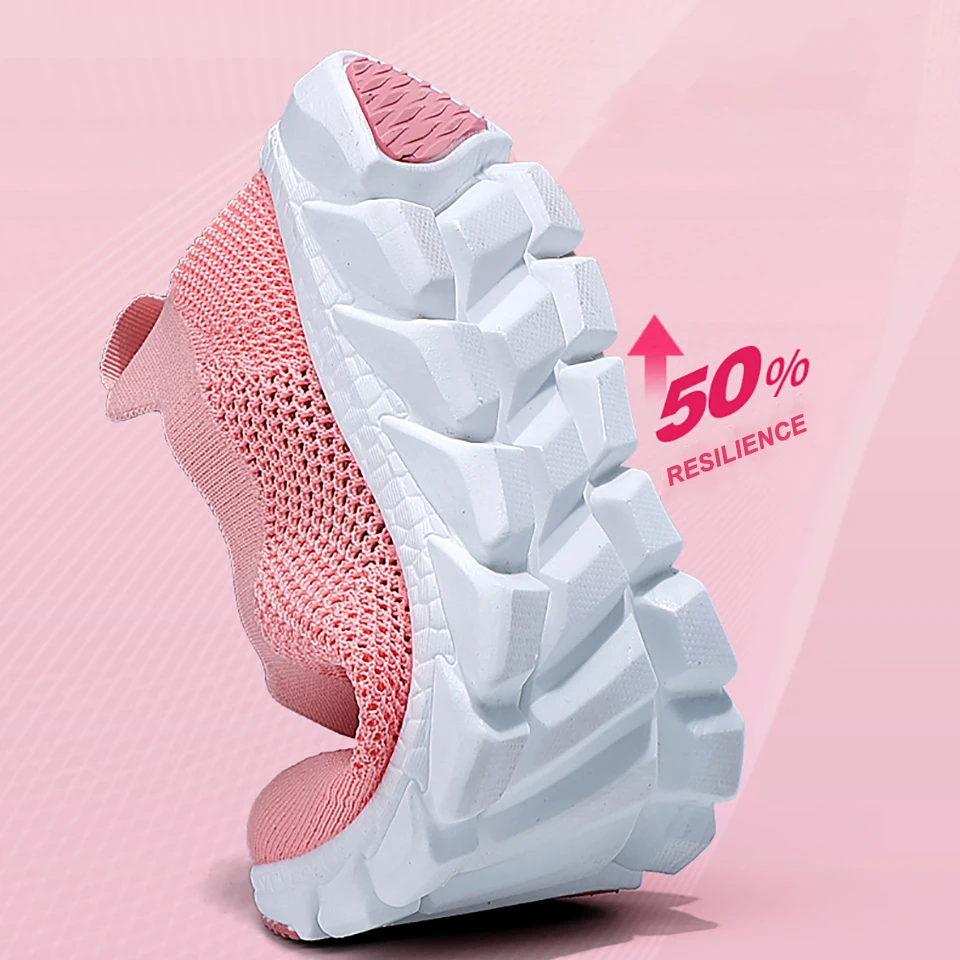 Loekeah Women Jogging Shoes Mesh Breathable Casual Female Shoes Slip-on Summer Running Shoes Flat Light Outdoor Sport Footwear