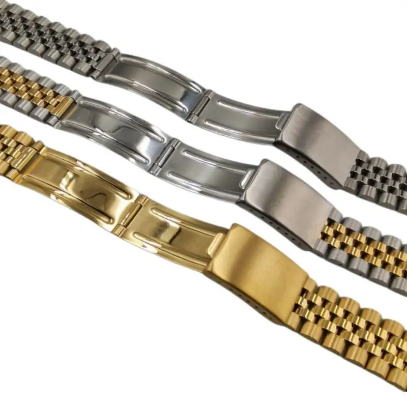 Vintage 18mm 19mm 20mm Stainless Steel Jubilee Curved End Watch Strap Band Fit for RLX 1675 1665 1680 16750 1016 14270 114270