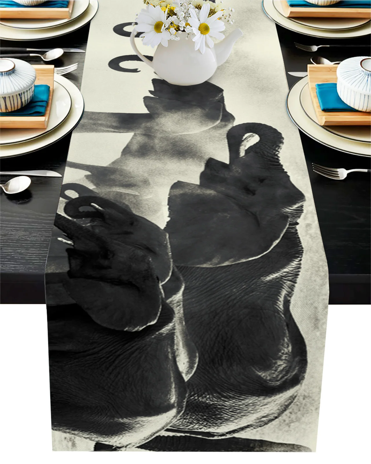 

Elephant Lake Retro Table Runner Dining Tea Table Shoe Cabinet Cover Table Flag Wedding Party Decoration