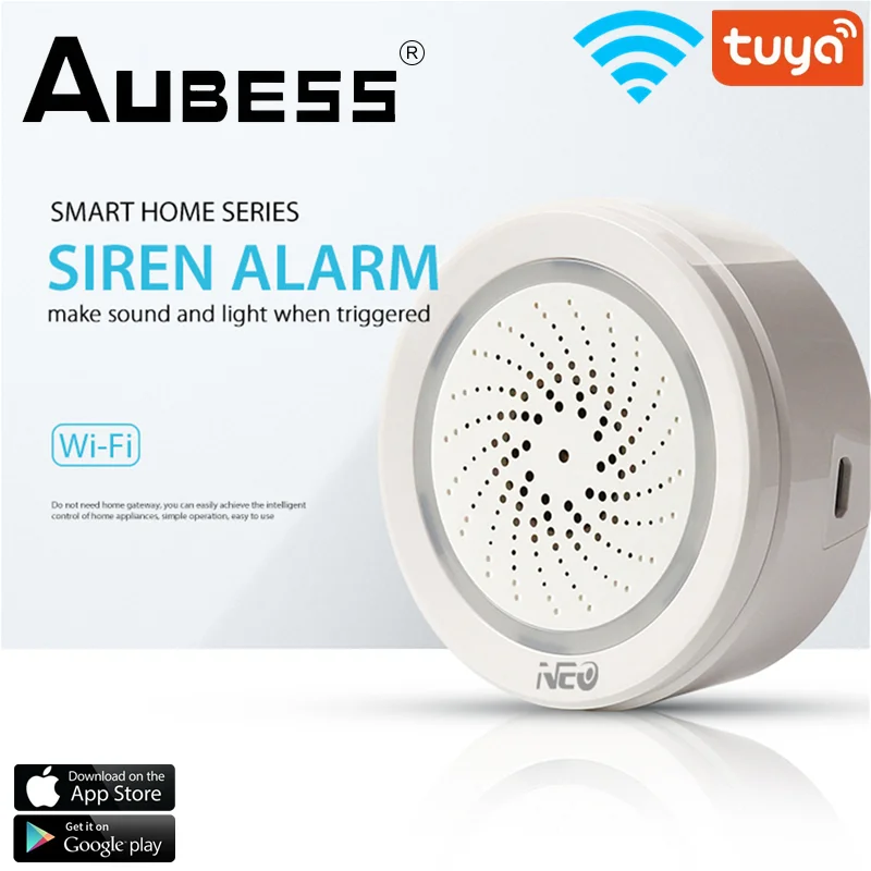 

NEO Smart WiFi Siren Alarm Sensor Temperature Monitoring Home Security System TUYA APP Remote Control Smart Home