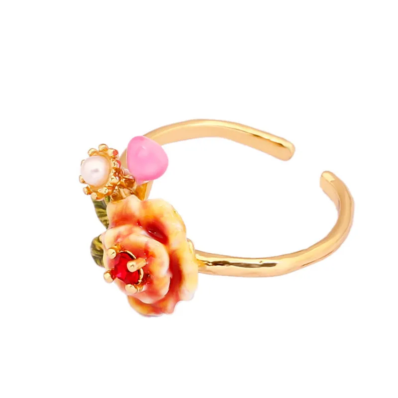 

2022 New Floral Flower Adjustable Opening Ring