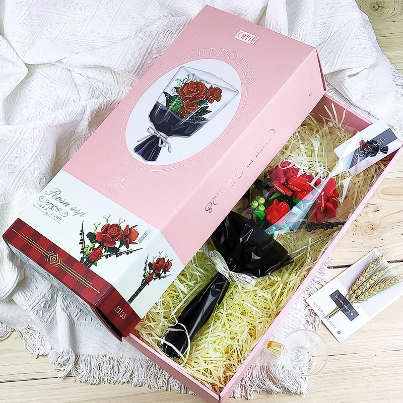 

Kaiyi Building Blocks Rose Valentine's Day Gift Decoration Small Particle Assembly Girls' Educational Building Blocks Toy