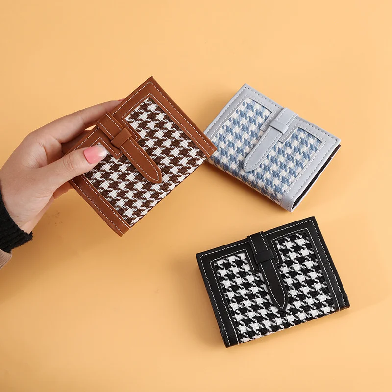 

Organ Card Holder Ladies Multi-card Position Houndstooth Simple Small Fresh Anti-demagnetization Driver's License Compact Credit