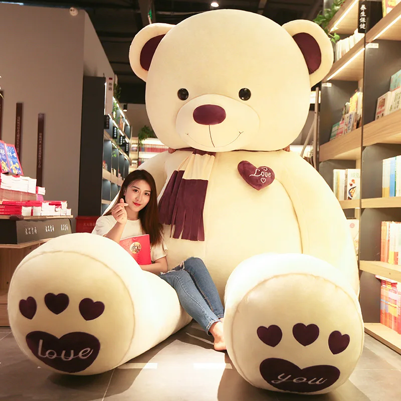 80-200cm Giant Teddy Skin Plush Toy Soft Big Animal Love Scarf Bear Empty Baby Cushion Pillow Kids Doll Children Girl Gifts images - 6