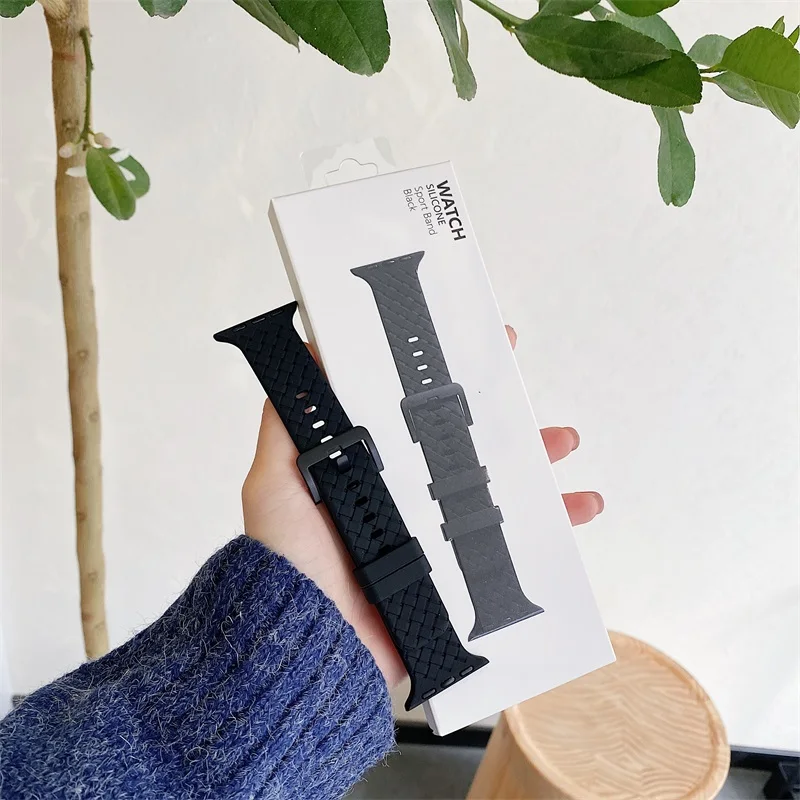 Корпус + Плетеный ремешок для Apple Watch серии 7 45 мм 41 44 40 часов 38 42 силиконовый