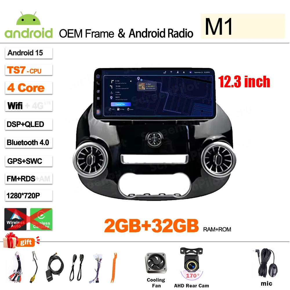 

12,3/13,3 дюйма Android 15 для Mercedes Vito W447 2014-2022 оригинальное автомобильное радио в стиле UI мульти-видеоплеер Carplay Mirror Link