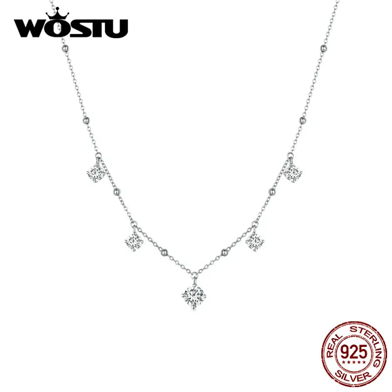 

WOSTU 3.0CT VVS1 D Color Moissanite Wedding Lab Daimond Necklace For Women 925 Sterling Silver Engagement Birthday Party Gift