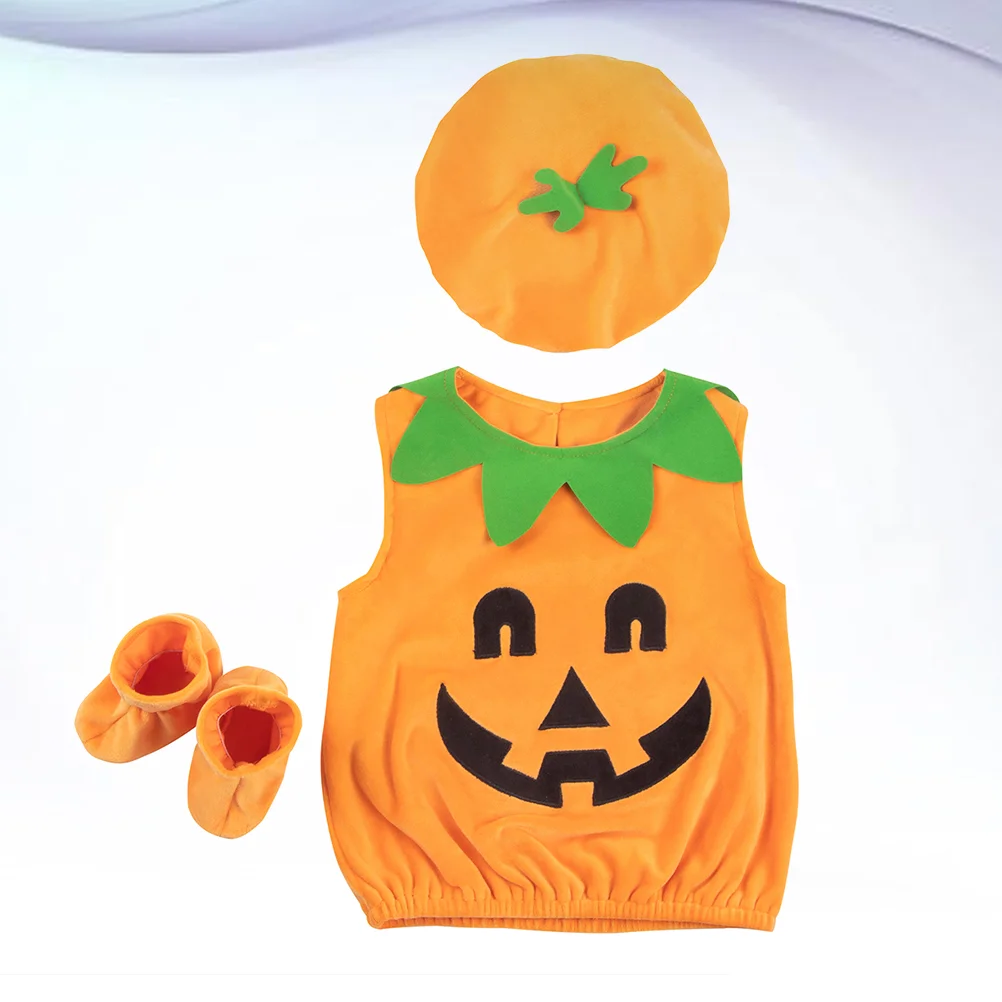 

1 Set Halloween Kids Performance Costume Pumpkin Themed Photo Clothing Girl Clothes Infant Kids Outfits Fit for 80cm