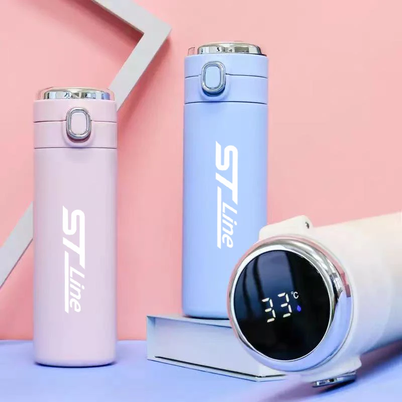 

For Ford ST Line Focus Mondeo Fiesta Fusion 400ML Car Intelligent Thermos Travel Sport Cup Temperature Display Vacuum Water Cup