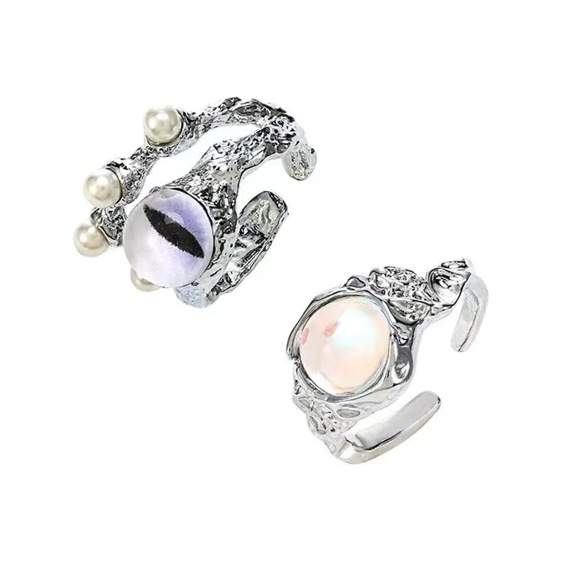 

Niche dark double-layer cat eye pearl ring