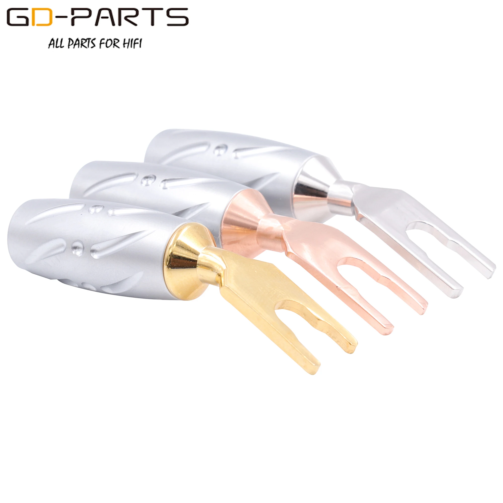 Y-образный разъем Viborg из чистой меди для динамиков, штекер типа банан, вилка, штекер динамика, Hi-Fi аудио, винтовой замок «сделай сам» покрытие золотом и родием