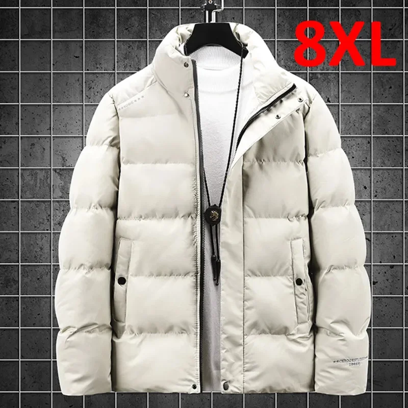 

Plus Size 8XL Padded Jacket Men Winter Thick s Coats Male Fashion Casual Black Solid Color Big 6XL