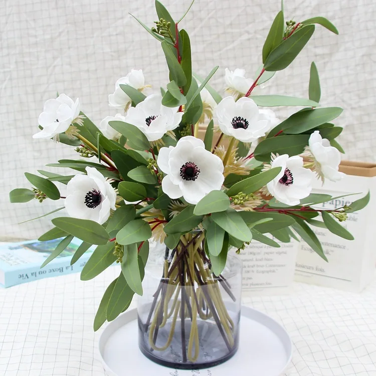 

Artificial Flowers Handmade Simulation Anemone Grass Pattern Rose Bridal Wedding Photography Props Farmhouse Party Decoration