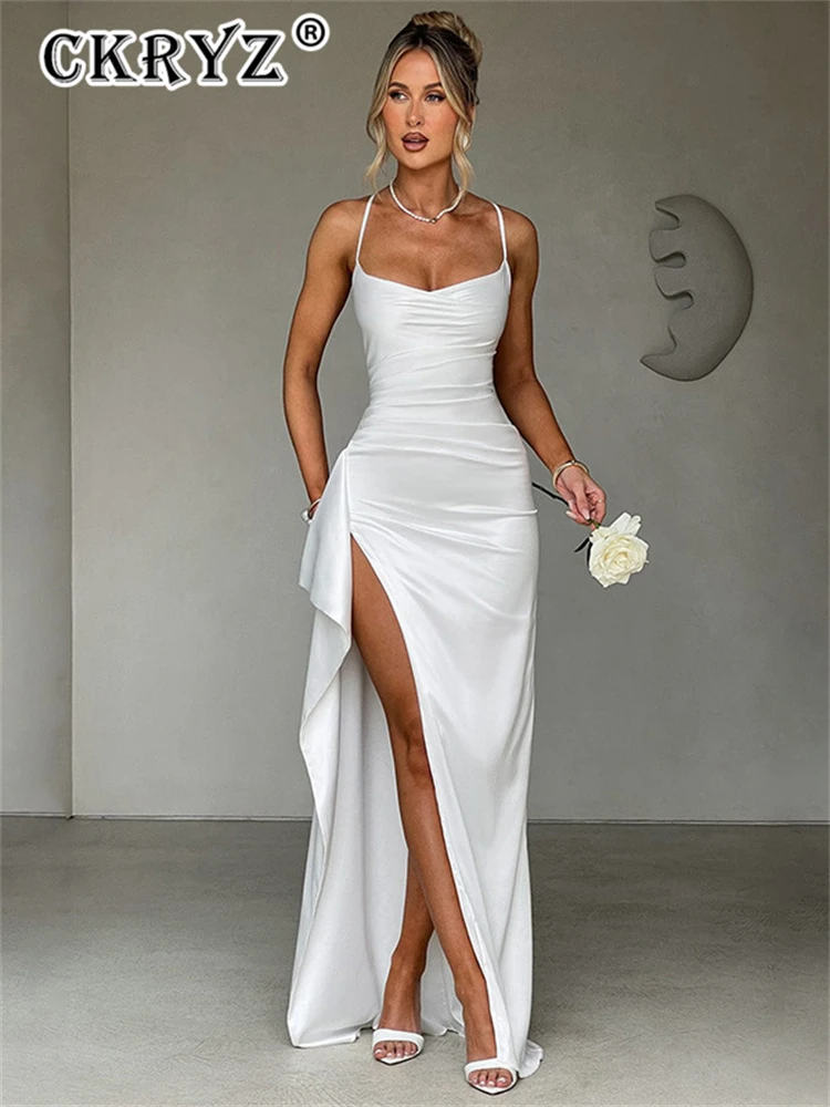 Женское осеннее атласное новое модное вечернее платье женское макси без рукавов