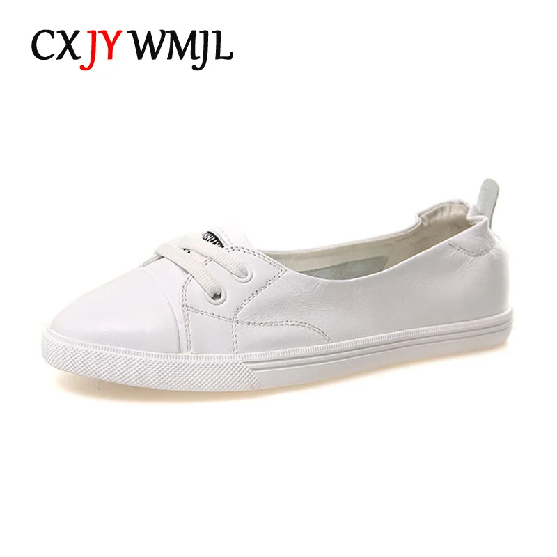 

Big Size Women White Genuine Leather Sneakers Vulcanized Shoes Woman Flat Lace Up Casuals Lightweight Comfortable Maternity Shoe