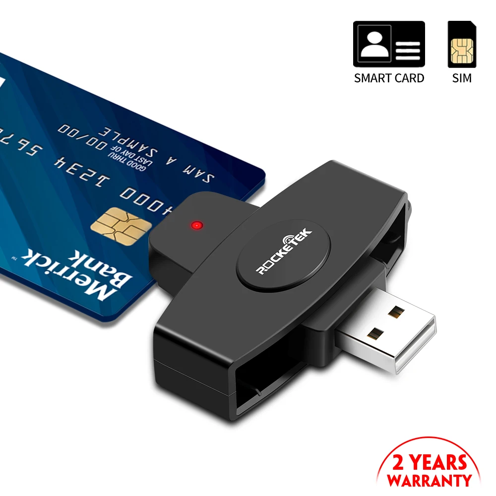 

Rocketek Smart CAC Card Reader Type-B Bank Tax Declaration SIM /IC Card for Computer PC Card Reader Memory Card Adapter