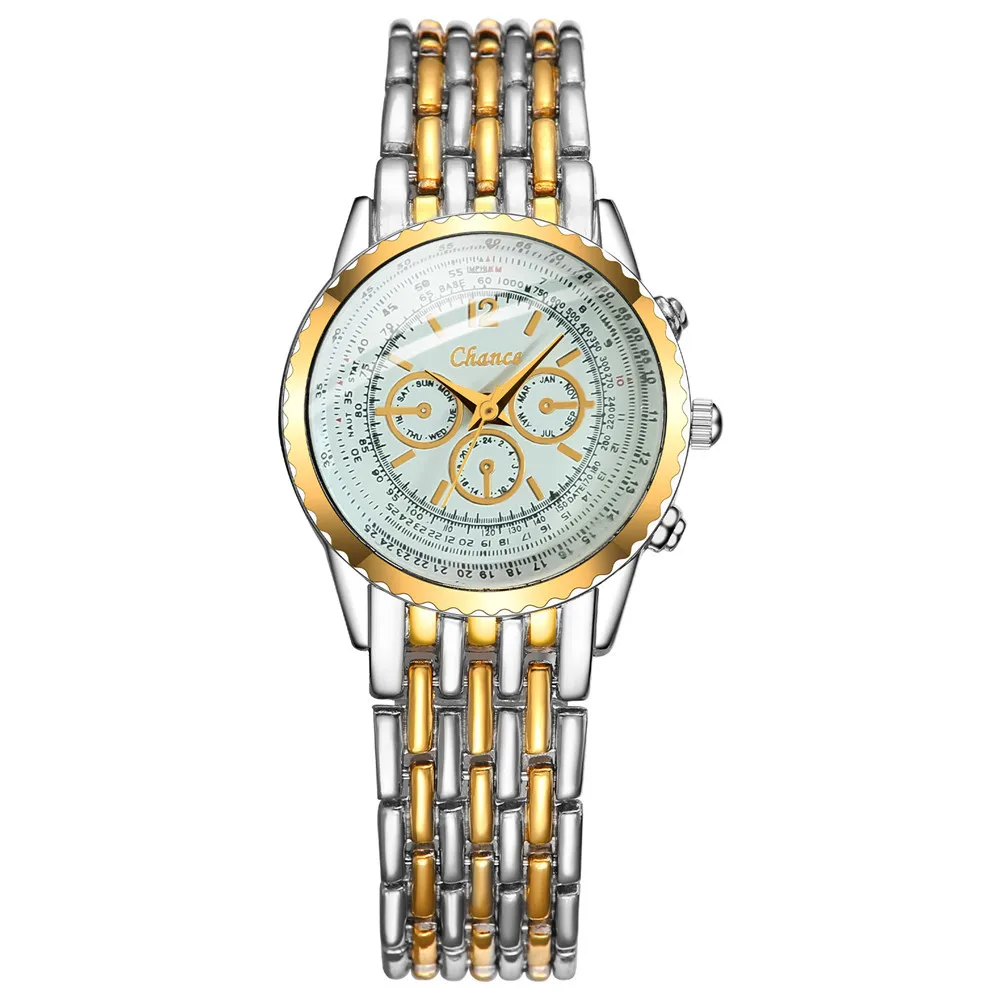 Часы наручные женские кварцевые с тремя отверстиями модные повседневные