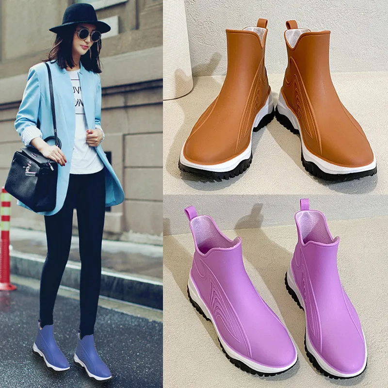 

Fashion Rain Boots Women Rain Boots Kitchen Mid-tube Water Shoes Rubber Shoes Women Non-slip Wear-resistant