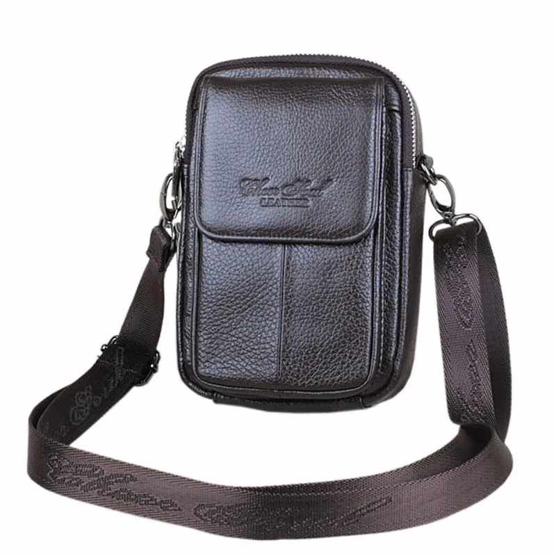 

Men Leather Vertical Belt Bag Small Messenger Bags Cellphone Belt Holster Case Waist Loop Pouch Crossbody Pack Purse Wallet