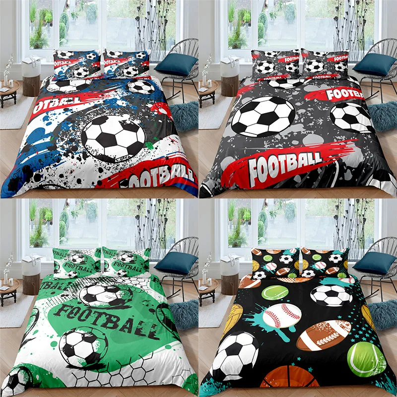 

Luxury 3D Sports Football Print 2/3Pcs Kids Aldult Bedding Set Duvet Cover Pillowcase Home Textile Queen and King AU/EU/US Size
