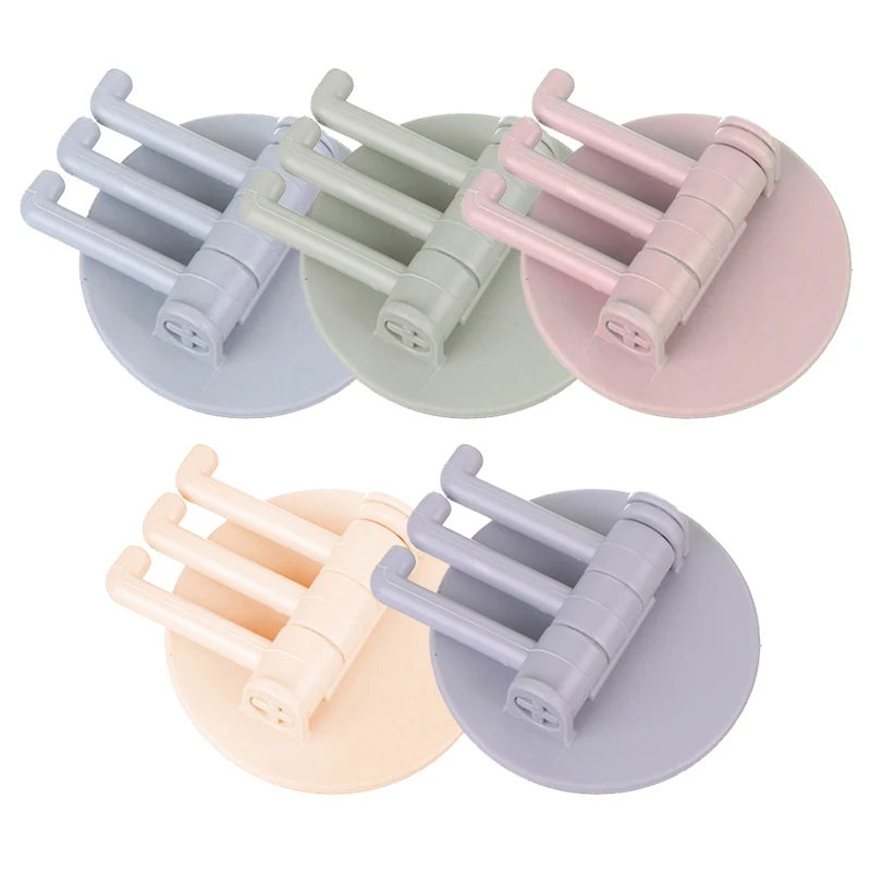 

Multifunctional Bathroom Hook Without Perforation Traceless Hanger Rotating Hook Powerful 3 Branch Rotating Hook Kitchen Storage