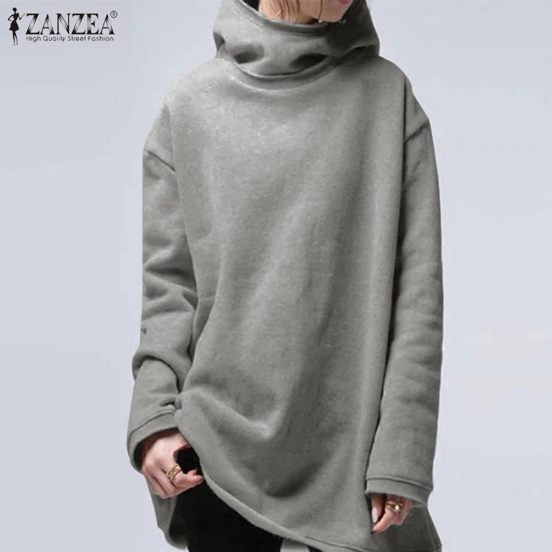 

Spring Autumn Long Sleeve Pullover ZANZEA Fashion Solid Sweatshirt Women Oversized Hooded Tops Casual OL Patchwork Baggy Hoodies