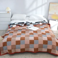 plaid jacquard sheet blanket cotton 200230 150200 for single double bed home travel picnic free shipping