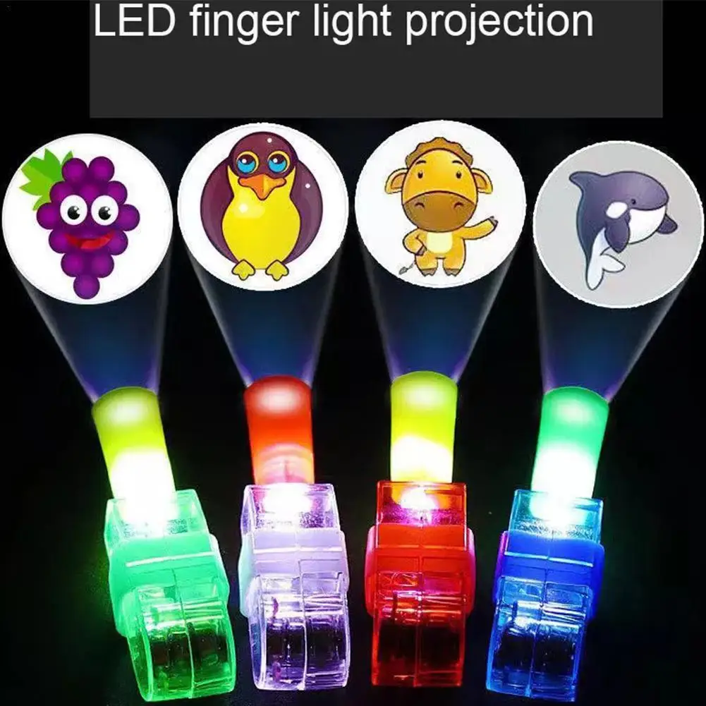 

1pcs Random LED Finger Flashlight Light Lamp Toy Cartoon Projection Lamp For Party Kids Toys Children Cool Toy Gift Hot Sale
