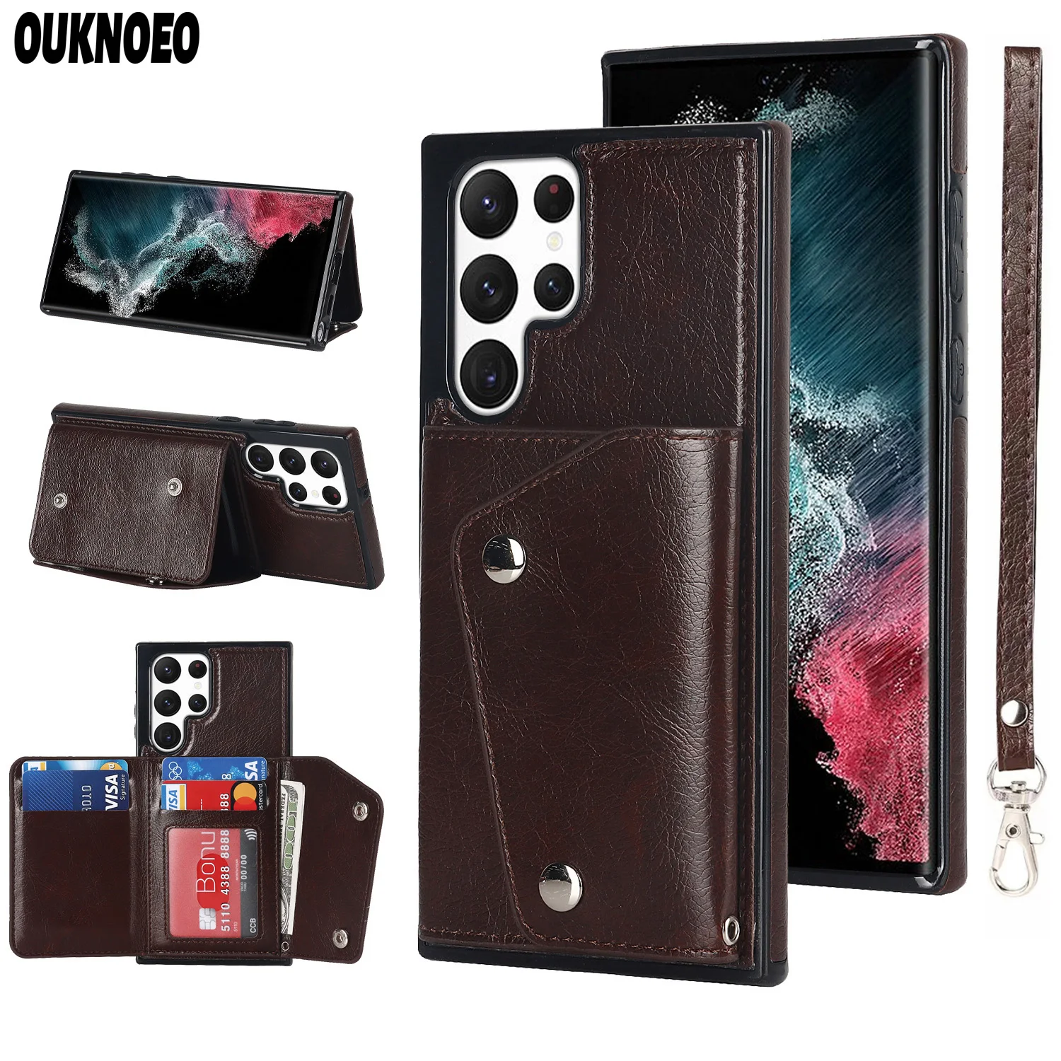 

Роскошный кожаный чехол-бумажник для Samsung Galaxy S22 S21 S20FE Ultra S10 S9 S8 Plus S7 Edge Note 20 Ultra Note 10 9 8 Plus, чехол