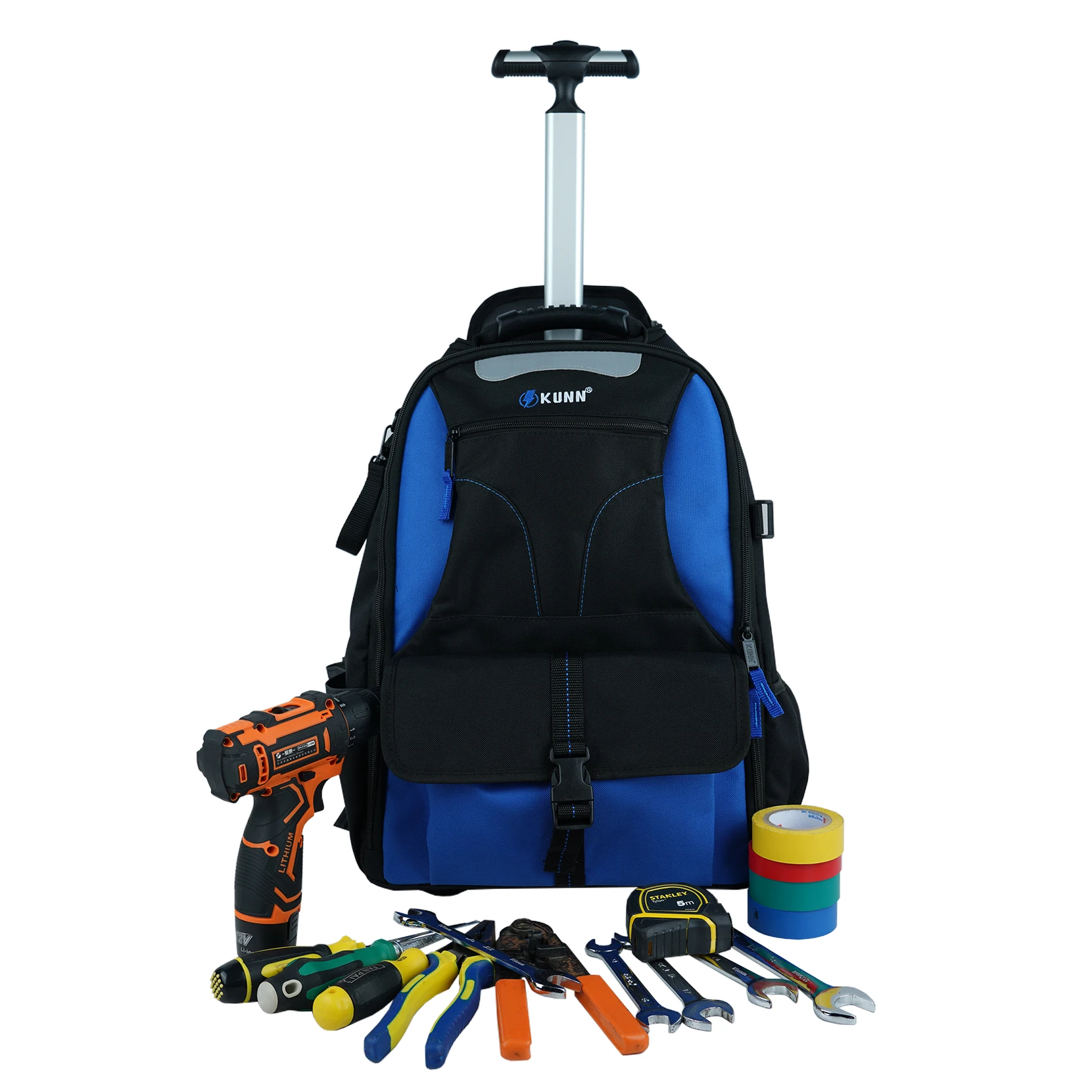 Рюкзак KUNN для вращающихся инструментов сумка тяжелых с колесами 37-Pocket и широкими
