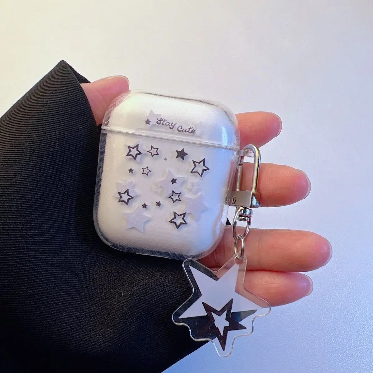 Korea Ins Cartoon Star Transparent Case For AirPods 1 2 Pro 2nd Cases Keychain Cute Fashion Girl Cover for Apple AirPods 3 Y2k