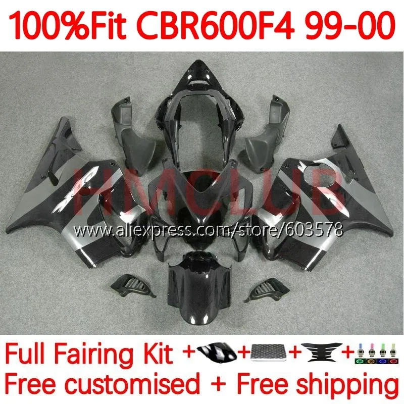 

OEM Корпус для HONDA CBR 600 F4 FS CC 600F4 600CC 600FS CBR600 F4 1999 2000 CBR600F4 99 00 впрыскивающий обтекатель 136No.42 серый глянцевый