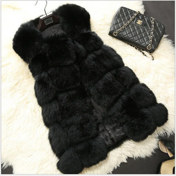 Splice autumn and winter fur vest fur vest women's middle long fur vest coat