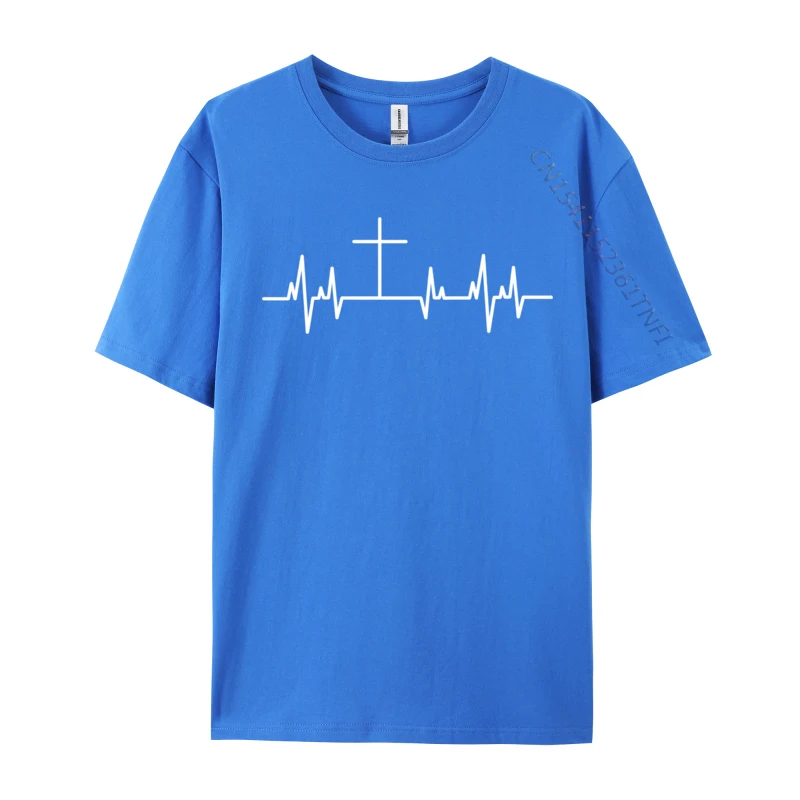 Christians Heartbeat Ecg Cosie Premium Cotton T-Shirts For Men Slim Fit T Shirt Wholesale Sweatshirts Cool Clothing