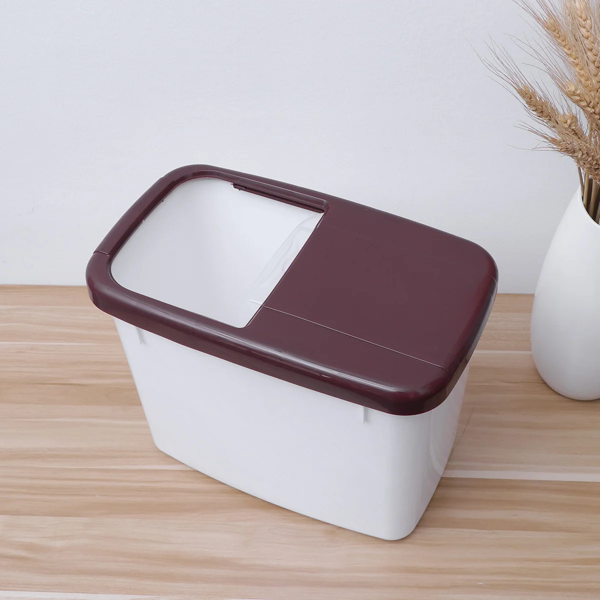 

10kg Thicken Rice Bucket Plastic Rice Container Moisture-proof Insect-proof Sealed Grain Storage Bin (Coffee)