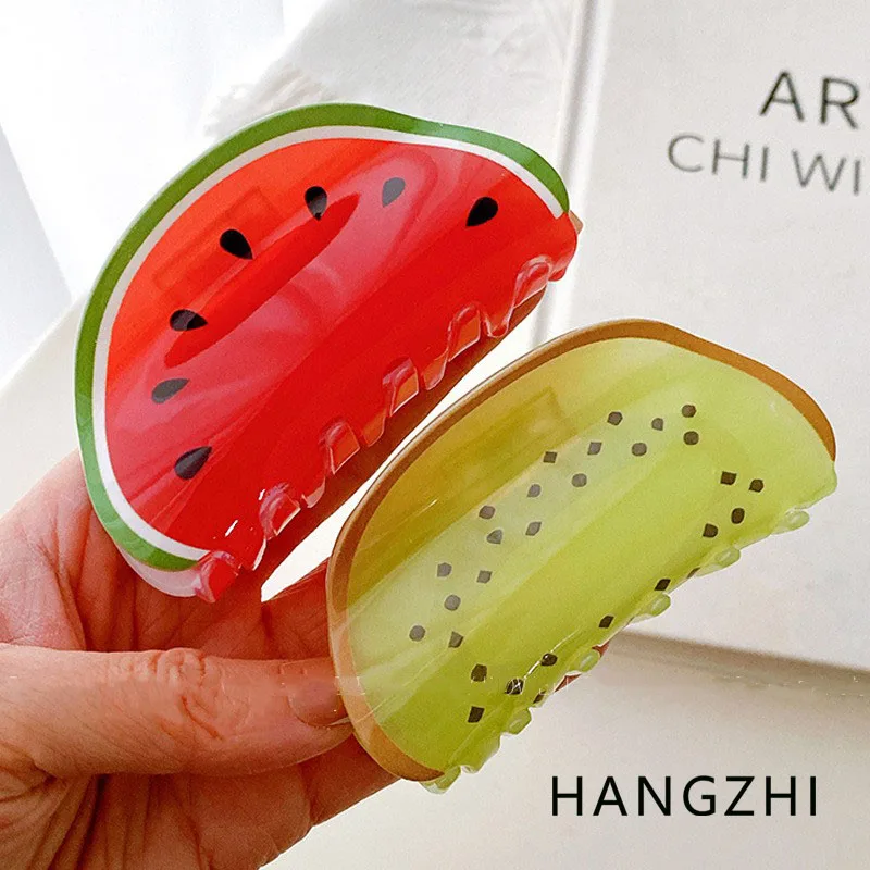 Ful Fruit Hair Clips Cute Trendy Watermelon Kiwi Shark Hair Claw For Women Girl Summer Outdoor Hair Accessories New