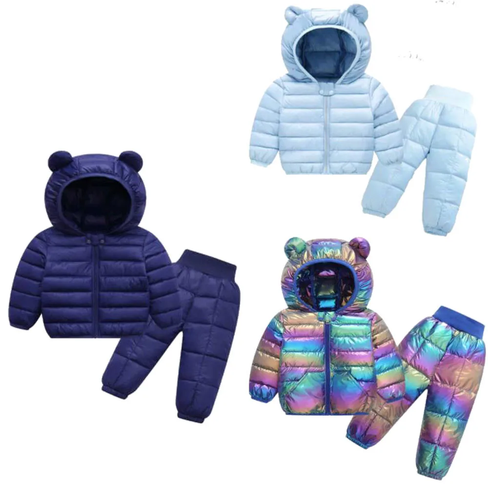 

2022 Winter Children Clothing Sets Baby Boy Warm Hooded Down Jackets Pants Clothing Sets Baby Girls Boys Snowsuit Coats Ski Suit