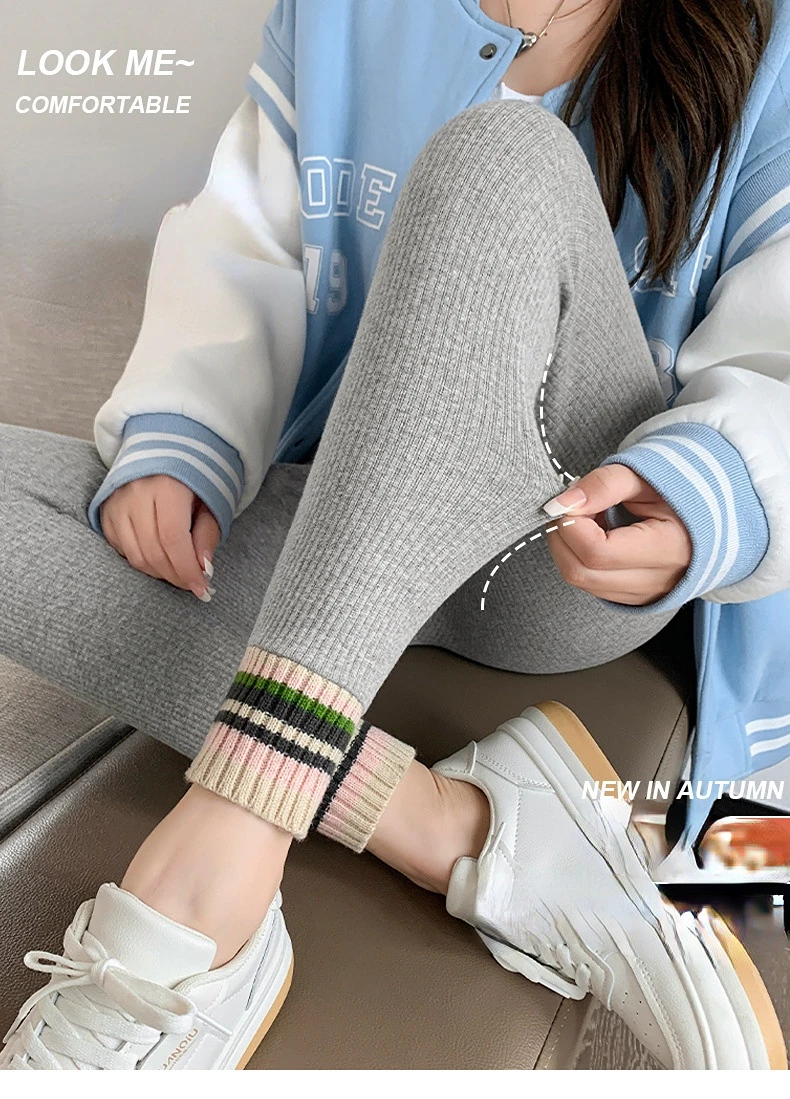 

Winter women's leggings velvet warm pants high waist leggings women's solid color leggings comfortable warm elastic leggings