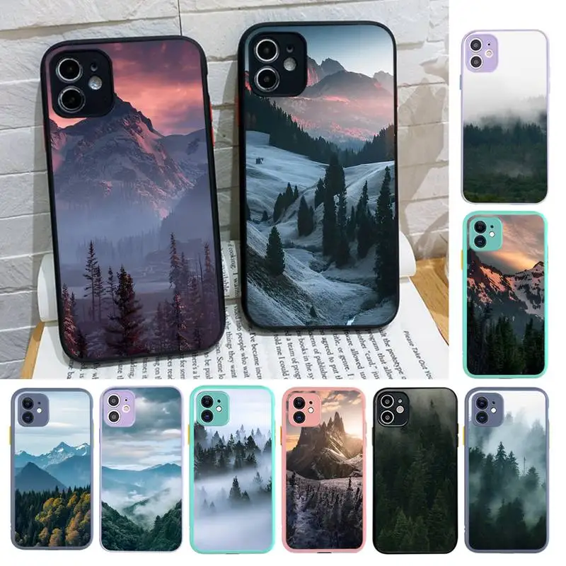 

Mountain Forest Phone Case for iPhone X XR XS 7 8 Plus 11 12 13 pro MAX 13mini Translucent Matte Case