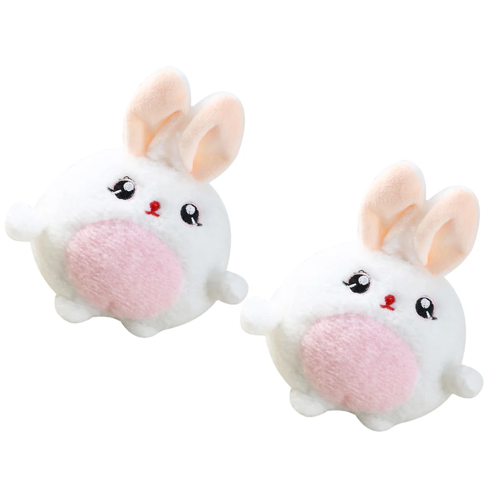 2 Pcs Stuffed Bunnies Plush Decor Fluffy Bunny Keychain Rabbits Foot Keychain Real Rabbit Keychain 2023