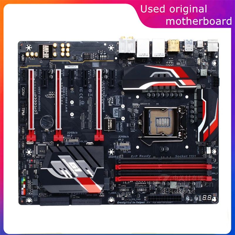 

Б/у материнская плата LGA 1151 для Intel Z170 Φ 5 компьютера USB3.0 SATA3 DDR4 64G десктопная материнская плата