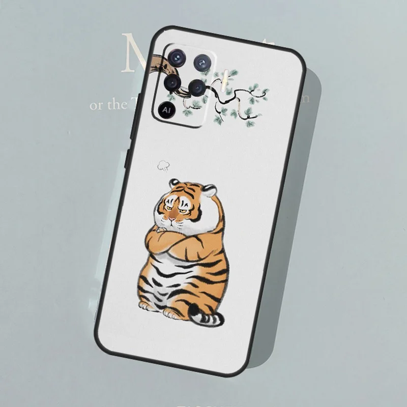 Cute Fat Tiger Phone Case For OPPO A74 A54 A94 A15 A3S A5S A52 A72 A83 A91 A93 A5 A9 A31 A53S 2020 Coque images - 6