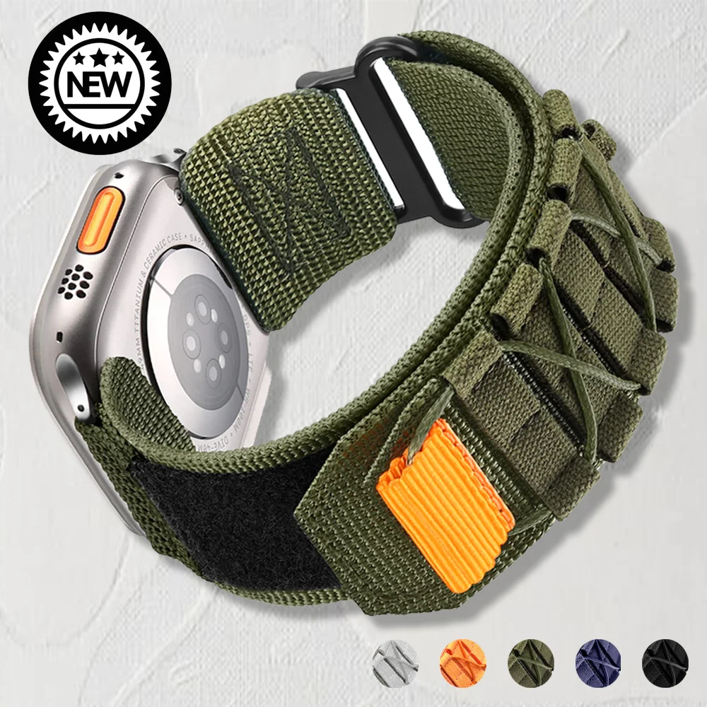 

Ремешок нейлоновый для Apple Watch Ultra 2, спортивный браслет для iWatch 7, 6, SE, 5, 4, 44, 42 мм, 38, 40 мм, 49 мм Series, 9, 8, 7, 45 мм, 41 мм