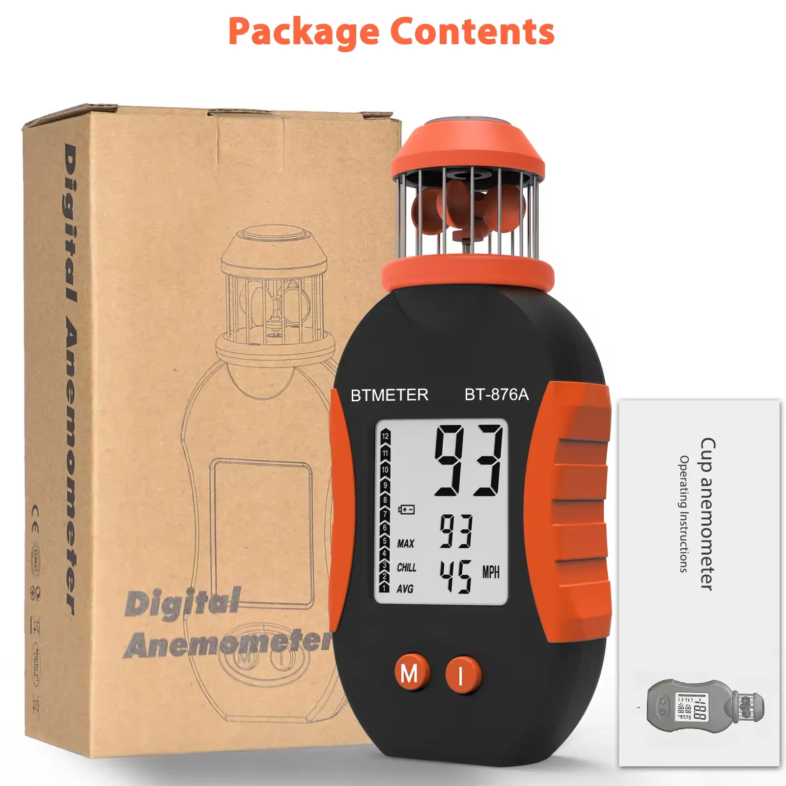 Портативный ручной анемометр новейших стилей, измеритель скорости ветра, диапазон измерения 0,5-50 м/с, с удержанием данных, для альпинизма