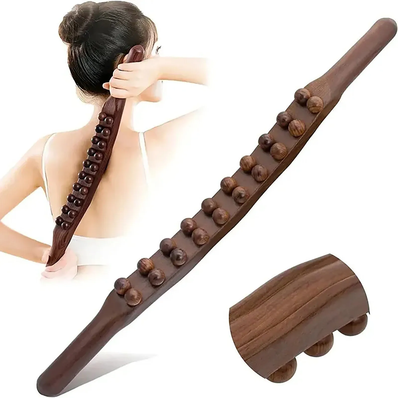 

Beads Rolling Double Wave Carbonized 20 Bead Tendon Stick Needle Massage Whole Body Universal Scraping Stick Relax Therapy Tool