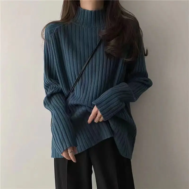 

CNACNOO High Neck Sweater Women's Loose Outer Wear Spring and Autumn 2022 New Lazy Wind Backing Sweater