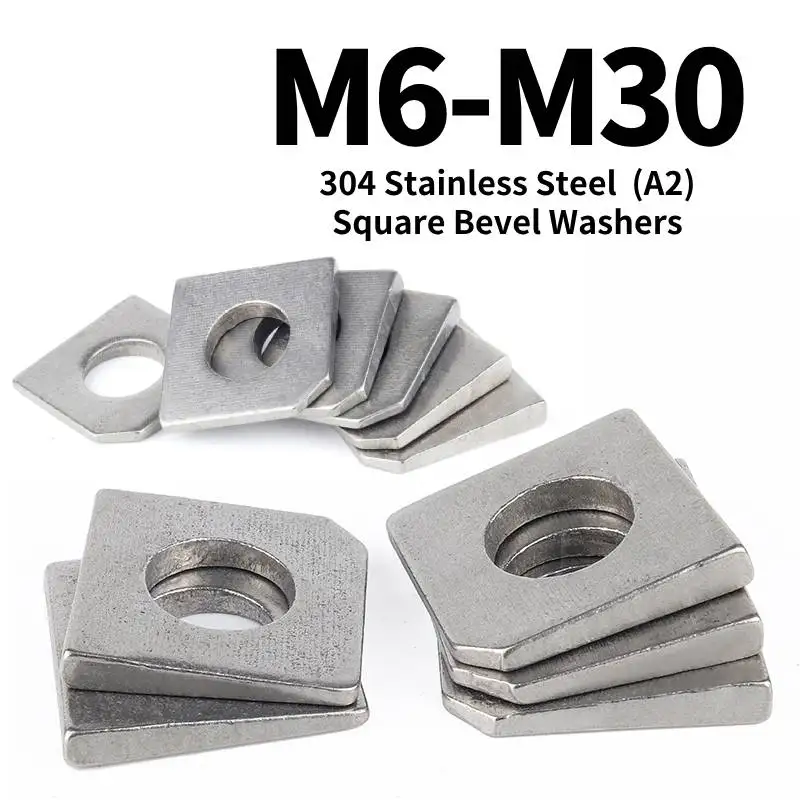

Square Bevel Washers 304 Stainless Steel GB853 Square Taper Washers For Slot Section Curtain Wall Pad High Quality M6-M30 1PCS